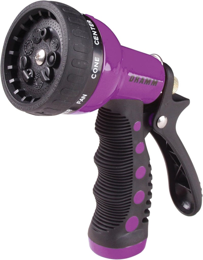 Dramm ® Revolver Heavy Duty 9-Pattern Garden Hose Nozzle – Adjustable Metal Spray Gun with Thumb-Control Flow & Ergonomic Grip – Berry - Image 1